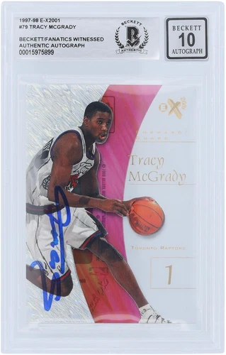 Tracy McGrady Raptors Signed 1997-98 Skybox EX 2001 #79 Beckett 10 Rookie Card