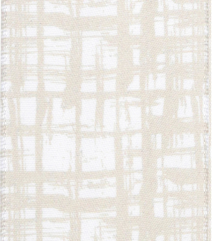 Offray 2.25" x 9' Tan & White Plaid Single Faced Satin Ribbon Lot Of 3 - Image 3 of 3
