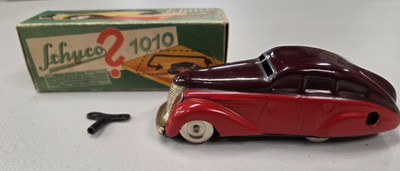 SCHUCO 1010 WIND UP VTG ANTIQUE TOY CAR US ZONE GERMANY W/ BOX 100% WORKING