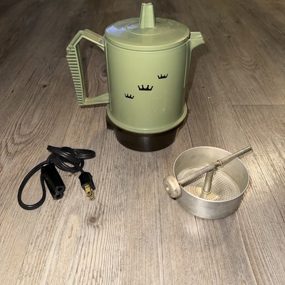 #ad #ad Vintage Coffee Percolator Regal Poly Perk MCM Electric 2 4 Cups Avocado Tested $24.95