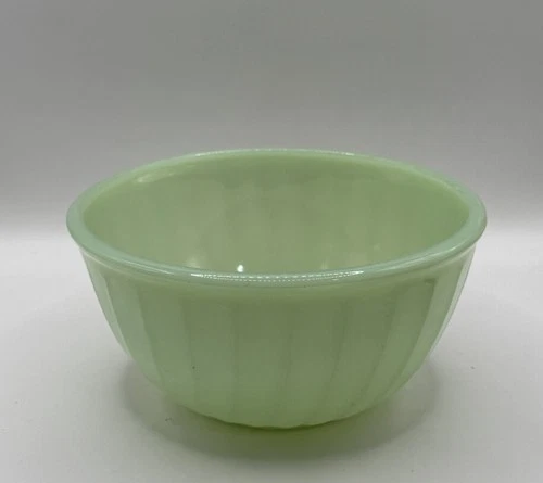 Vintage 6” Fire King Anchor Hocking Swirl Jadeite Shell Mixing Bowl Ovenware