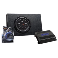 PowerBass 10" Subwoofer in Truck Enclosure with Amplifier and Wiring Kit
