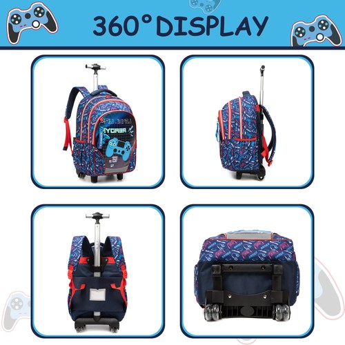 Meetbelify Boys Rolling Backpack with Wheels Kids Travel Luggage with Lunch B... - Picture 3 of 6
