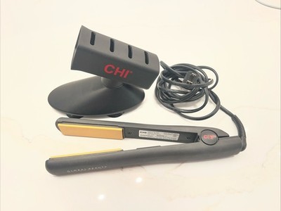 CHI Professional 1-In Ceramic  Hairstyling Flat Iron GF1001 With Hot Holder EUC