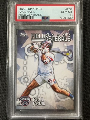 Paul Rabil 2022 Topps Premier Lacrosse League PLL Field Generals Card PSA 10