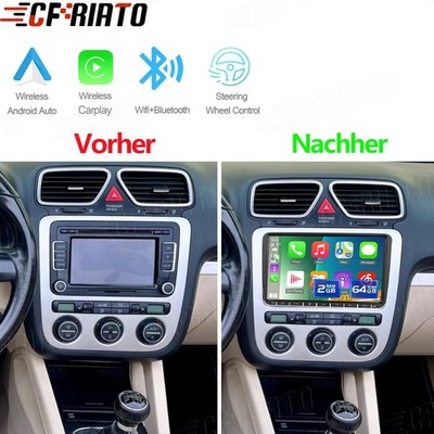 9'' 2GB+64GB Android 15 Apple Carplay Autoradio für VW Eos 2006-2015 GPS Navi FM