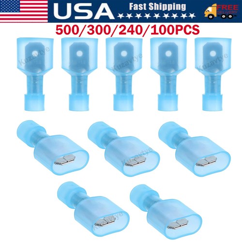 500PCS Female and Male Spade Terminal Quick Disconnect Wire Crimp Connector Blue - Picture 1 of 28