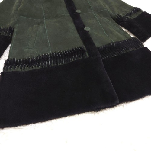 Balmain Green Leather Shearling Sheepskin Jacket L Excellent Condition - Picture 4 of 11