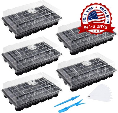Bandejas Para Plántulas Bandeja Para Iniciar Semillas Paquete De 5 Negro NEW US.
