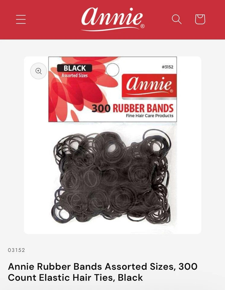 "Paquete de 3 bandas elásticas Annie's 300 quilates tamaño pequeño 1/2"" negras" Foto 2 de 3