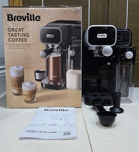 BREVILLE Prima Latte Luxe VCF166 Kaffeevollautomat - SCHWARZ & SILBER - UVP 399,99 £