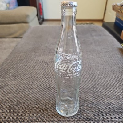 Coke Coca-Cola glass bottle w/cap Limonade GazeUse script soda contour clear