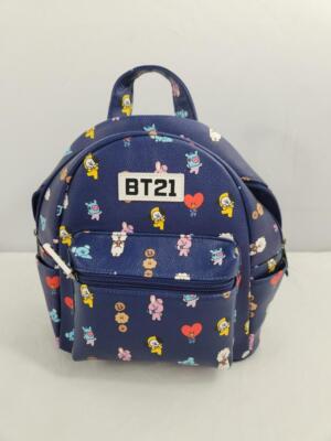 bt21 leather mini backpack BT21 Blue All Over BTS Friends Leather Mini Backpack - Blue