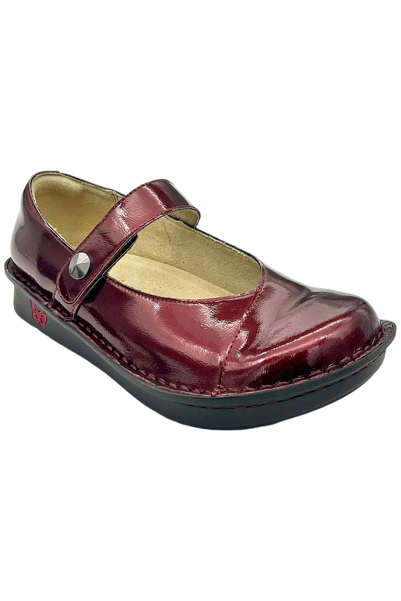Alegria Leather Adjustable Slip-On Mary Janes Marcy Cherry Bomb