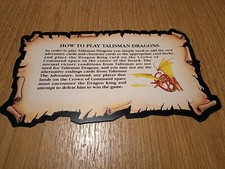 TALISMAN DRAGONS 1ST & 2ND EDITION RULES CARD EXCELLENT CONDITION 1993