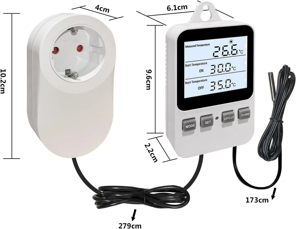 Digital Plug in Thermostat Socket, Heating, Cooling Electric Temperature Control - Bild 4 von 4