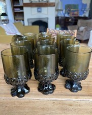 12 Vintage Tiffin Franciscan Madeira Green Juice Goblets Glasses  Excellent