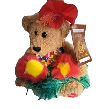 Hawaiian Collectibles Bearfoot Bear Hula Plush with tag Stuffed Animal Auana