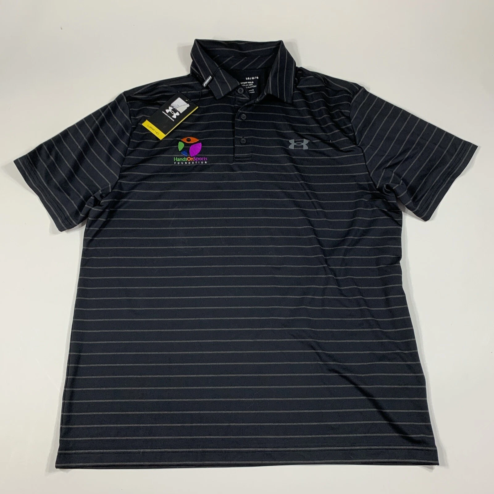 Under Armour Shirt Mens Golf 2.0 Playoff Polo Stripe 1327037 Sz L