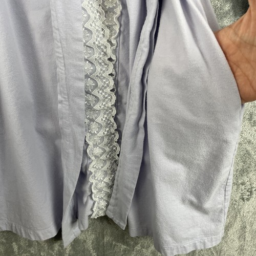Eileen West Robe Womens XL Purple Lace Embroidered Trim Cotton Loungewear - Picture 3 of 9