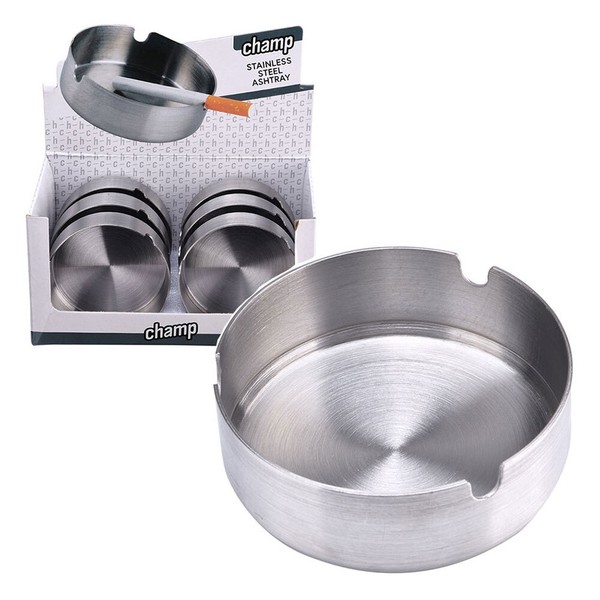 6 X Edelstahl Aschenbecher Tischaschenbecher AußEn Reiseaschenbecher Gastro Rund-image