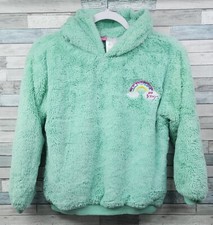 Betsey Johnson Hoodie Girls Medium Fuzzy Fleece Pullover Hoodie Sequins Dream 