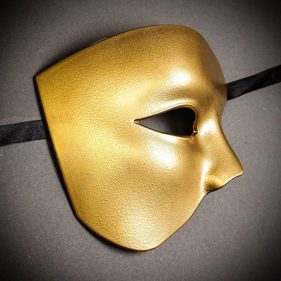 Gold Half Face Phantom of the Opera Mask for Men Masquerade Party Prom Costume - Image 4 of 4