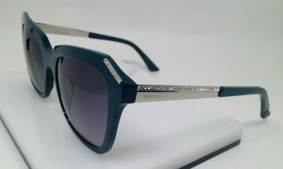 Gafas de sol SWAROVSKI Fearless SW115 verde azulado 87B marco de plástico 55-18-140 ojo de gato  Foto 2 de 4