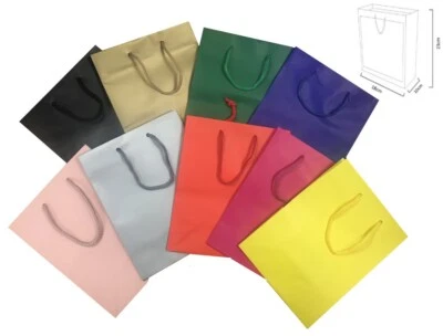 MUSTBEBONKERS 10 x MATT LAMINATED MEDIUM BAG / BIRTHDAY PRESENT PARTY GIFT BAG - ROPE HANDLES