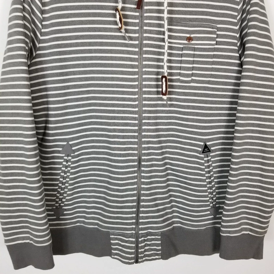 Chaqueta con capucha forrada de piel O'Neil para hombre a rayas talla M gris con capucha cremallera Foto 3 de 4