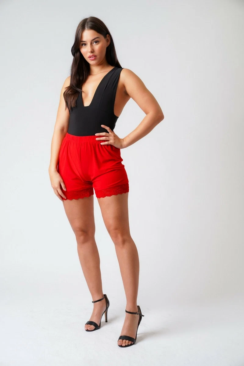 Red high waisted shorts 2025