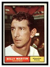 1961 TOPPS BILLY MARTIN #89 MILWAUKEE BRAVES HIGHER HIGH GRADE NO CREASES GREAT