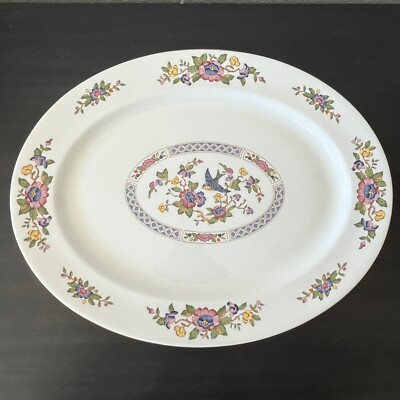 Aynsley Capistrano Large Serving Platter Floral English Bone China 15.75''