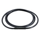 Men Women Black Leather Cord Choker Stainless Necklace Rope (Steel Turn & Click)