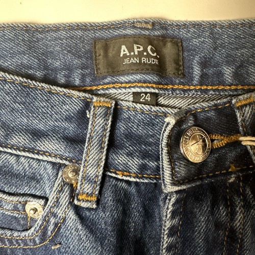 Jeans nuovi APC lavati indaco Delave Rudie taglio dritto da uomo taglia 24 prezzo al pubblico consigliato $265 - Foto 5 di 17