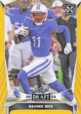 2023 Leaf Draft #66 Rashee Rice Gold Rookie Card Chiefs RR001. rookie card picture