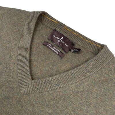 Mens Sweater Black Brown Cashmere Sweater Black Brown 1826 Men's