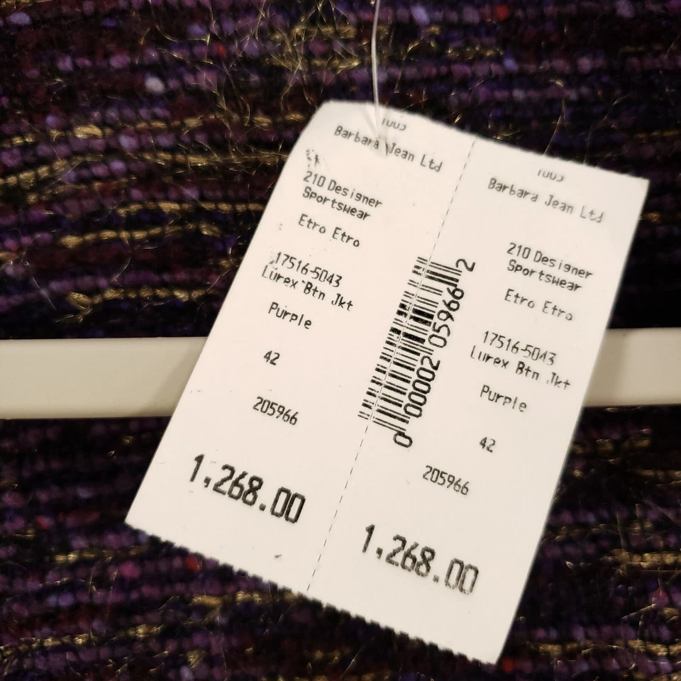 Nueva chaqueta de lana Etro Milano para mujer 6 púrpura 42 blazer moteado texturizado nueva con etiquetas Foto 3 de 4