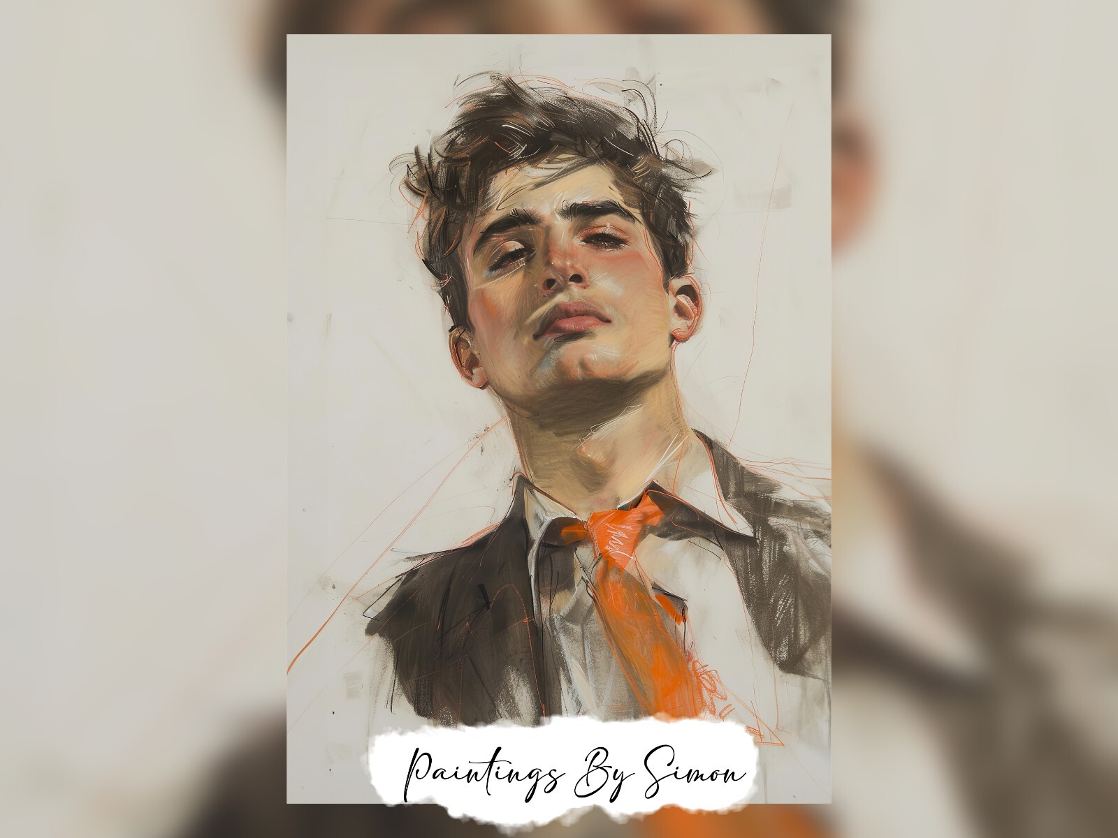 Bold Confident Man Portrait, Oil Painting Print 5"x7" on Matte Paper