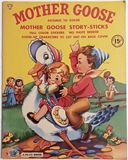 1953 Mother Goose Coloring, Sticker, Cut Out Treasure Books Play Book