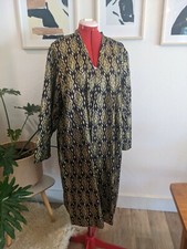 Vintage Women's Coat Gold Overcoat Robe large hippie flashy