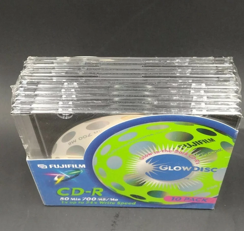 Fujifilm CD-R 80 Min 700 MB Glow Disc Glow In The Dark 10 Pack With Cases Sealed - Image 2 of 4
