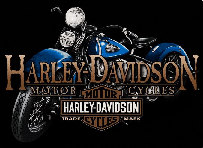 Old Blue Harley Davidson Motorcycle Metal Sign | eBay