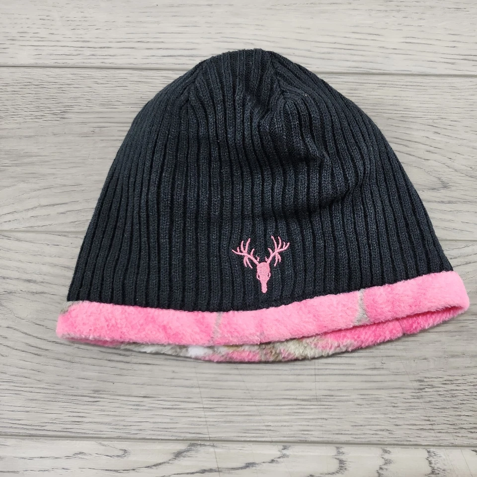 Hot Shot Pink & Black Beanie Hat (One Size) & Gloves (Medium) - Image 2 of 4