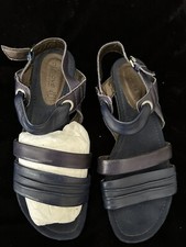 M&S Footglove Dark Blue Leather Flat Sandals - Size 4.5 UK