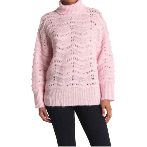 Frnch Paris Cable Knit Turtleneck Sweater Pink | eBay