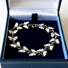 VINTAGE VOLMER BAHNER DENMARK STERLING SILVER WHITE ENAMEL BUTTERFLY BRACELET