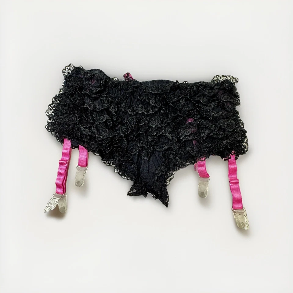 Bragas/pantalones cortos para niños Y2K de colección con correas de liga adjuntas encaje volantes coqueta pin-up  Foto 3 de 4