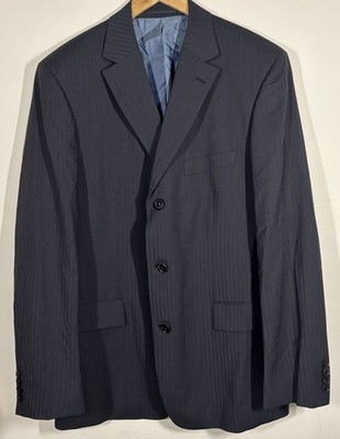 HUGO BOSS Rossellini Anzug Sakko 46 L schwarz 120er Wolle Shadow-Striped Metallizzato