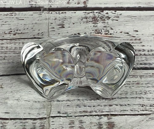 Steuben Crystal Glass True Love Double Heart #8783 Paperweight Clear
